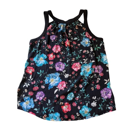 💖Floral Sleeveless Express Womens Top With Keyhole Back - Polyester Rayon Blend - Picture 1 of 6